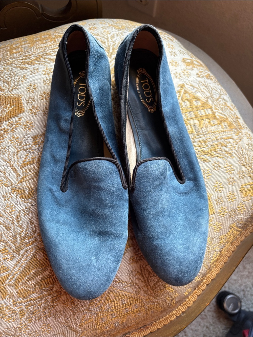 TOD'S Blue Suede Women's Slip-On Loafers